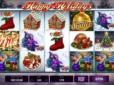 Автомат Happy Holidays - выигрышная комбинация символов Выигрышная комбинация символов в автомате Happy Holidays