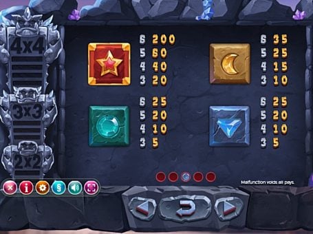Игра Gem Rocks - таблица выплат Таблица выплат в игре Gem Rocks