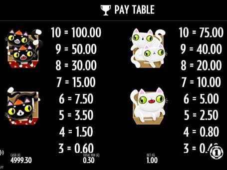 Игровой аппарат Not Enough Kittens - выплаты за символы Выплаты за символы в игровом аппарате Not Enough Kittens