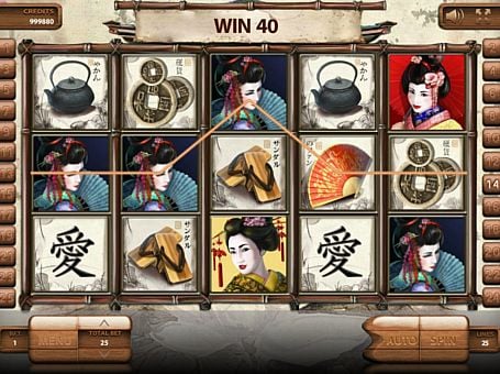 Игровой автомат Geisha - призовая комбинация на линии Призовая комбинация на линии в игровом автомате Geisha