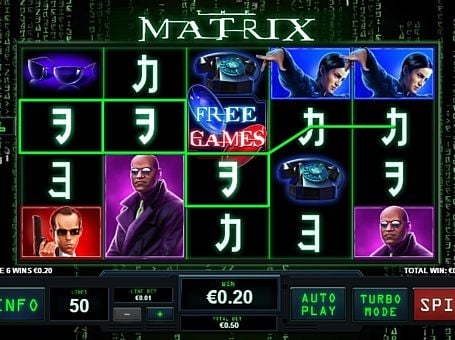 Игровой автомат Matrix - призовая комбинация символов Призовая комбинация символов в игровом автомате Matrix