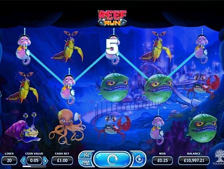 Игровой автомат Reef Run - призовая комбинаци символов Призовая комбинация символов в игровом автомате Reef Run