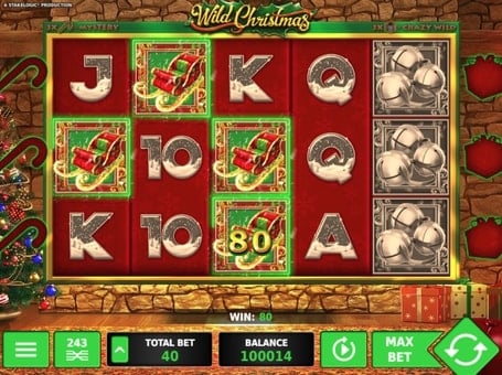 Игровой автомат Wild Christmas - призовая комбинация на линии Призовая комбинация на линии в игровом автомате Wild Christmas