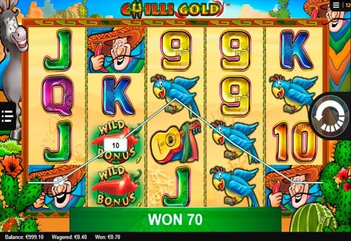 Онлайн слот Chilli Gold - выигрыш с диким знаком Выигрыш с диким знаком в онлайн слоте Chilli Gold