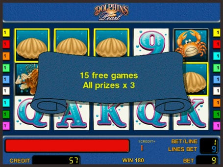 Игровой автомат Dolphin's Pearl - умножение призов Умножение призов в игровом автомате Dolphin's Pearl