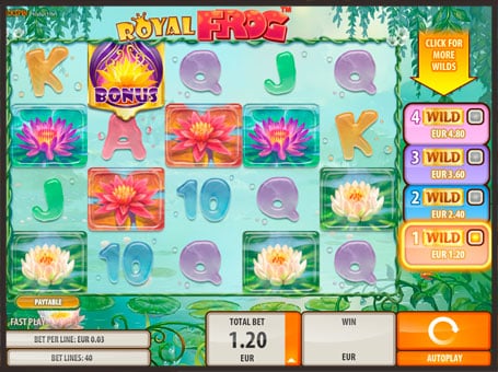 Игровой автомат Royal Frog - бонусы и дикий символ Бонус и дикий символ в игровом автомате Royal Frog