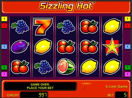Слот Sizzling Hot - символы на барабанах Символы на барабанах слота Sizzling Hot