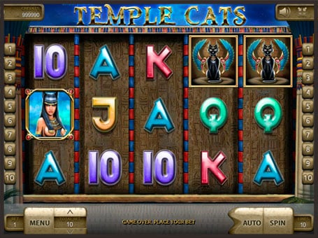 Игровой автомат Temple Cats - символы на барабанах Символы на барабанах игрового автомата Temple Cats